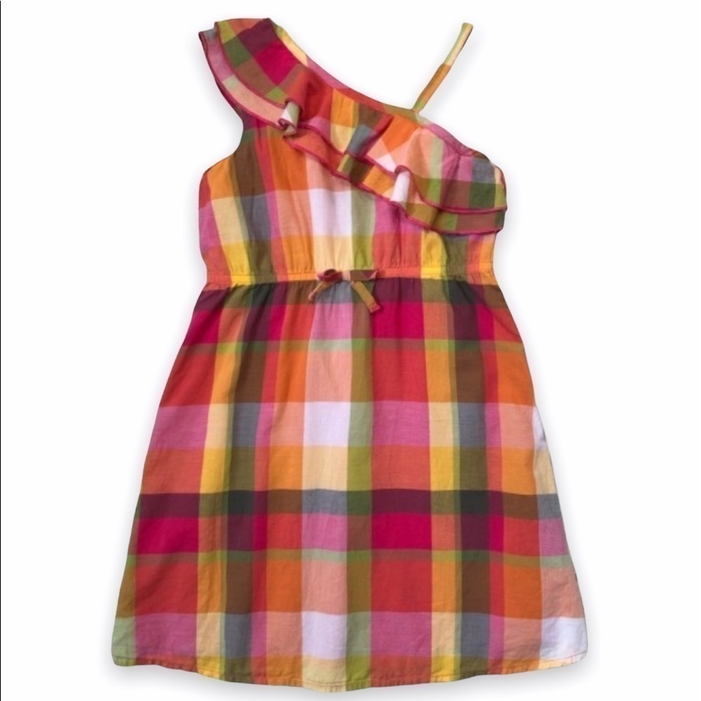 𝅺GYMBOREE Batik‎ Summer plaid ruffle dress girls 6
